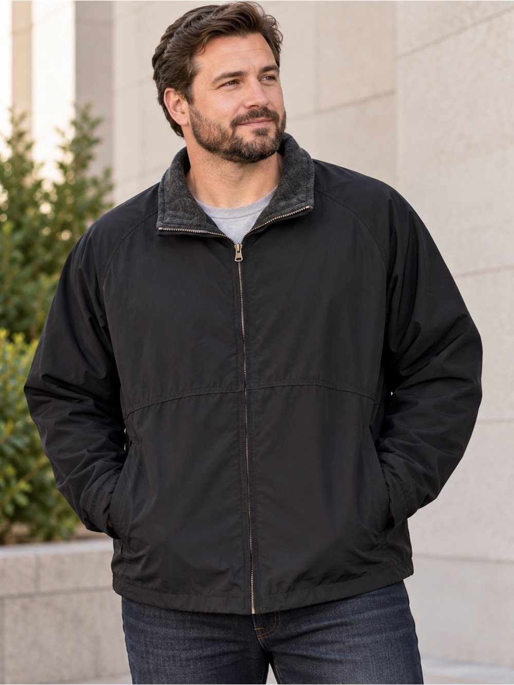 Vintage Pacific Trail Men’s XXL Black Nylon Lined Jacket Full Zip Outdoor